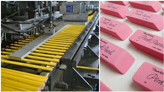 Marvelous Pencil amp Eraser manufacturing process This is How pencil amp Eraser are made [upl. by Hayotal]