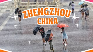 Heavy Rain Walk In Zhengzhou ChinaWalking Rainstorm Lightning And Thunder Sounds For Sleeping [upl. by Kronick]