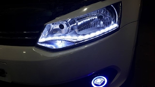 Modified VW Vento New Type Drl Headlights  HID Projector Fog Lamps [upl. by Noryd]