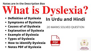 What is Dyslexia in Language What is Dyslexia and What are the Symptoms Dyslexia Causes Notes PDF [upl. by Annaoj]