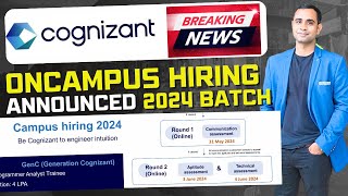 🔥Cognizant onCampus Hiring Announced  Date 24May 28May  breaking news🔥 [upl. by Trinidad]