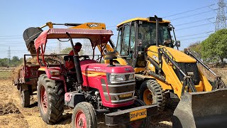 JCB 3DX Backhoe Loader Loading Red Mud In Mahindra Vs Swaraj Tractor Trolley  Jcb Dozer Cartoon [upl. by Lenny805]