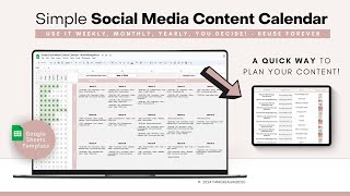 Social Media Content Planner Spreadsheet  Social Media Content Calendar  Google Sheets Template [upl. by Zined]