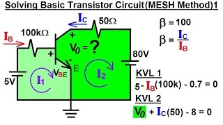 Electrical Engineering Ch 3 Circuit Analysis 34 of 37 Solving Basic Transistor Circuit MESH 1 [upl. by Onoitna]