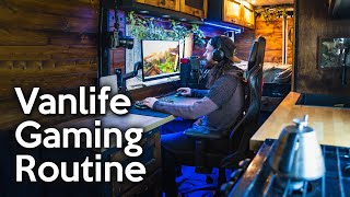 Cozy Vanlife Gaming Routine in Snowy Forest [upl. by Myk]