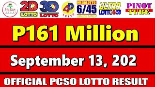 Lotto Result Today 9pm September 13 2024 658 645 4D Swertres Ez2 PCSO [upl. by Artek]