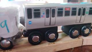 wooden Metra trains at crossover [upl. by Adnoek]