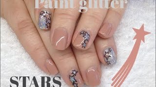 How To Paint Glitter Stars With CND Shellac amp Nail Polish Nail Art Tutorial [upl. by Ineslta]