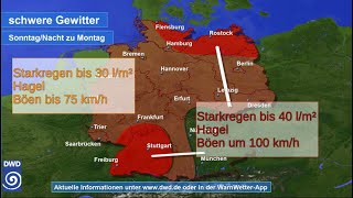 26062022 Unwetterwarnung  Deutscher Wetterdienst DWD [upl. by Pinzler]