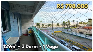 138 APARTAMENTO COM 3 DORMITÓRIOS FRENTE MAR NA GUILHERMINA  PRAIA GRANDE [upl. by Anilegna]