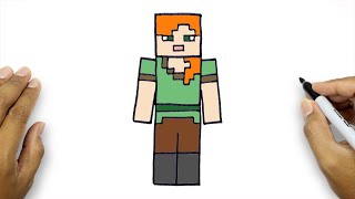 How To Draw Minecraft Characters Alex  Minecraft Drawing [upl. by Konstanze]