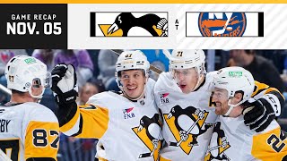 GAME RECAP Penguins at Islanders 110524  Malkin Rakell Each Have TwoPoint Nights [upl. by Siesser]