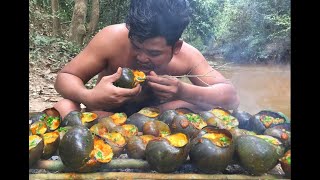 Find and cook snail in forest  Collect Snail Cooking For Food Eating delicious [upl. by Nigam494]