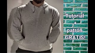 DIY sudadera para hombre tutorial  patrón GRATIS [upl. by Domel]