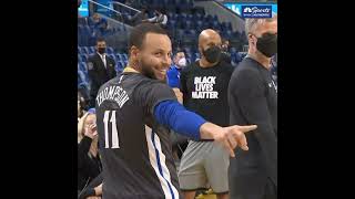 Steph Curry wearing a Klay Thompson Jersey during Warmups [upl. by Bear428]