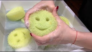 SCRUB DADDY😀 CRISP SOUNDS  👂a delight for the ears👂  sponge ASMR [upl. by Aikemat]