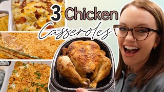 3 EASY CASSEROLES USING ROTISSERIE CHICKEN  RECIPES FOR ROTISSERIE CHICKEN [upl. by Floss655]