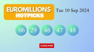 EuroMillionsHotPicks Draw Results on Tue 10 Sep 2024 The National Lottery UK [upl. by Zephaniah]