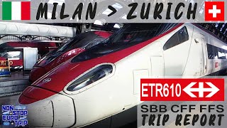 THE TRAIN ACROSS THE ALPS SBB EUROCITY ETR610 PENDOLINO REVIEW  MILAN TO ZURICH TRIP REPORT [upl. by Anuayek]