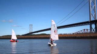 Dinghy Sail Boats Near Forth Road Bridge Scotland [upl. by Mendelson681]