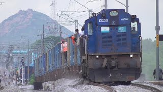 Unloading BALLAST from BOBYN Wagons  Derated ALCO in Departmental Duties  Indian Railways [upl. by Eednil]