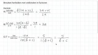 Breuken  Breuken herleiden met ontbinden in factoren 3 HAVO [upl. by Nessaj]