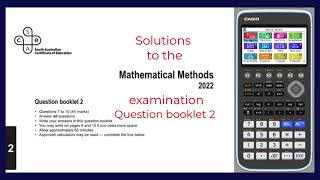 Exam Solutions  2022 SACE Mathematical Methods Exam Part 2 [upl. by Xella154]