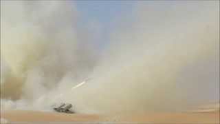 Jobaria MCL Multiple Cradle 122mm rocket launcher system live firing idex 2013 United Arab Emirates [upl. by Tingey]