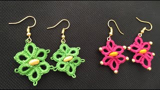 Double flower tatting earrings VL 33 [upl. by Nodababus571]