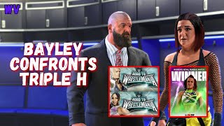 Bayley CONFRONTS Triple H Over The Disrespect  WWE 2K23 Skits [upl. by Nichy]