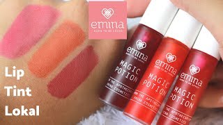 COBA PRODUK TERBARU EMINA  LIP TINT LOKAL MAGIC POTION REVIEW  SWATCHES ALL SHADE [upl. by Dulcy]