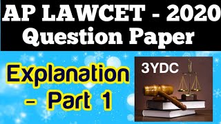 AP LAWCET 2020 3 YDC Question Paper With Key  Explanation  Part 1  By Krishnas Tutorials • [upl. by Ano240]