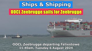 Seagoing Giant OOCL Zeebrugge sails from Felixstowe for Zeebrugge Tuesday 6 August 2024 [upl. by Si617]