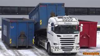 4K Scania R620 Hook Lift Unloads amp Loads Containers [upl. by Aennyl]