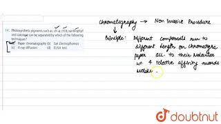 Photosynthetic pigmetns such as chl achl bxanthophyll and carotene can be separated by which o [upl. by Norac568]