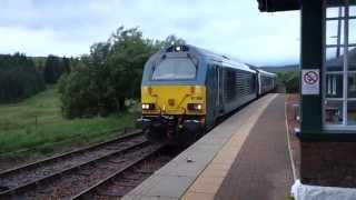 Class 67 with Caledonian Sleeper in Rannoch Scotland West Highlands 9 August 2015 [upl. by Ardnaxela]