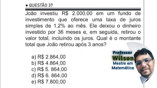 Questão 37 IFPI Exame Classificatório 20241 Integrado  Prova de matemática [upl. by Anos]