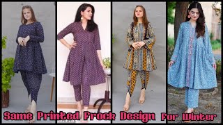 Unique new same printed frock design for winter  full printed dress designing ideas all over frock [upl. by Ingalls]