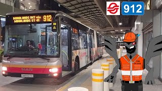 全区間前面展望 SMRT 連節バス 912 西循環 912B Woodlands Bus Int  1丁目41街  Train Checkpoint  聖アントニー教会  WDL [upl. by Itaws396]