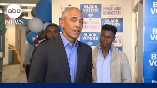 Obama rips Trump chides Black men over excuses for not voting for Harris [upl. by Janine]