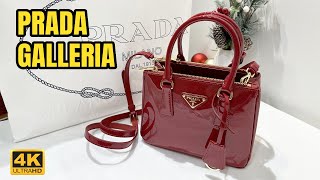 Prada Galleria patent leather mini bag Cherry Red [upl. by Eetak]