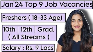 Jan 2024 Top 9 Job Vacancies for all Freshers  10th Pass 12th Pass amp Graduates [upl. by Einner]