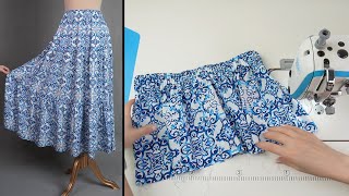 How to Sew a Tiered Maxi Skirt  BeginnerFriendly StepbyStep Layered Skirt Full Tutorial [upl. by Negyam]