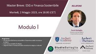 Master Breve ESG e Finanza Sostenibile  Modulo I [upl. by Dyrraj]