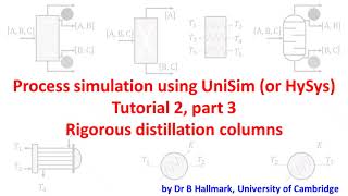 UniSim  Hysys tutorial 2iii rigorous distillation by Dr Bart Hallmark University of Cambridge [upl. by Innep393]