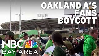 Fans protest outside As season opener at Oakland Coliseum [upl. by Arte]