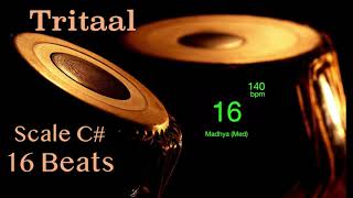 Tritaal  140 bpm  Scale C  With Tanpura Pa Sa  HD Quality Sound  With Beats [upl. by Yanaj672]