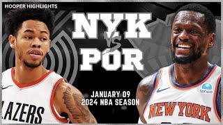 New York Knicks vs Portland Trail Blazers Full Game Highlights  Jan 9  2024 NBA Season [upl. by Noscire738]