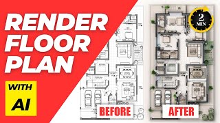 How to Render Architecture Floor Plan in 02 minutes [upl. by Merrick312]