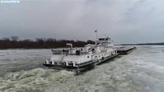 Three Towboats In Ice on the Mississippi River [upl. by Alger]